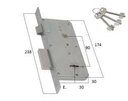 Serratura sab doppia mappa infilare 2 mandate 3 chiavi art500/90 50/60
