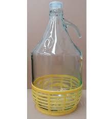 Damigiana fiasco in vetro bocca stretta rivestita con tappo lt.5