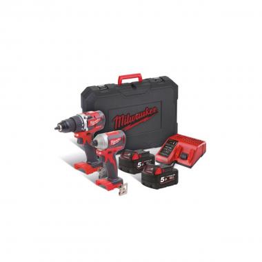 Kit brushless m18 blpp2b-502c trap.perc.m18 blpd + avv.imp.1/4  m18 blid 2 batt.5 ah