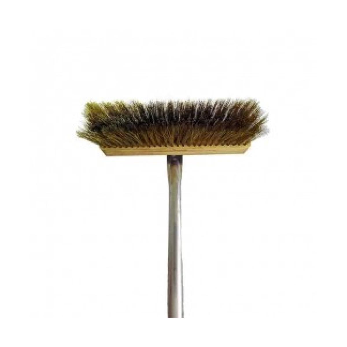 Spazzola scopa metallica da forno in ottone grande 26x7 c/manico alluminio cm.218