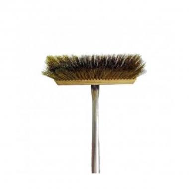 Spazzola scopa metallica da forno in ottone grande 26x7 c/manico alluminio cm.218