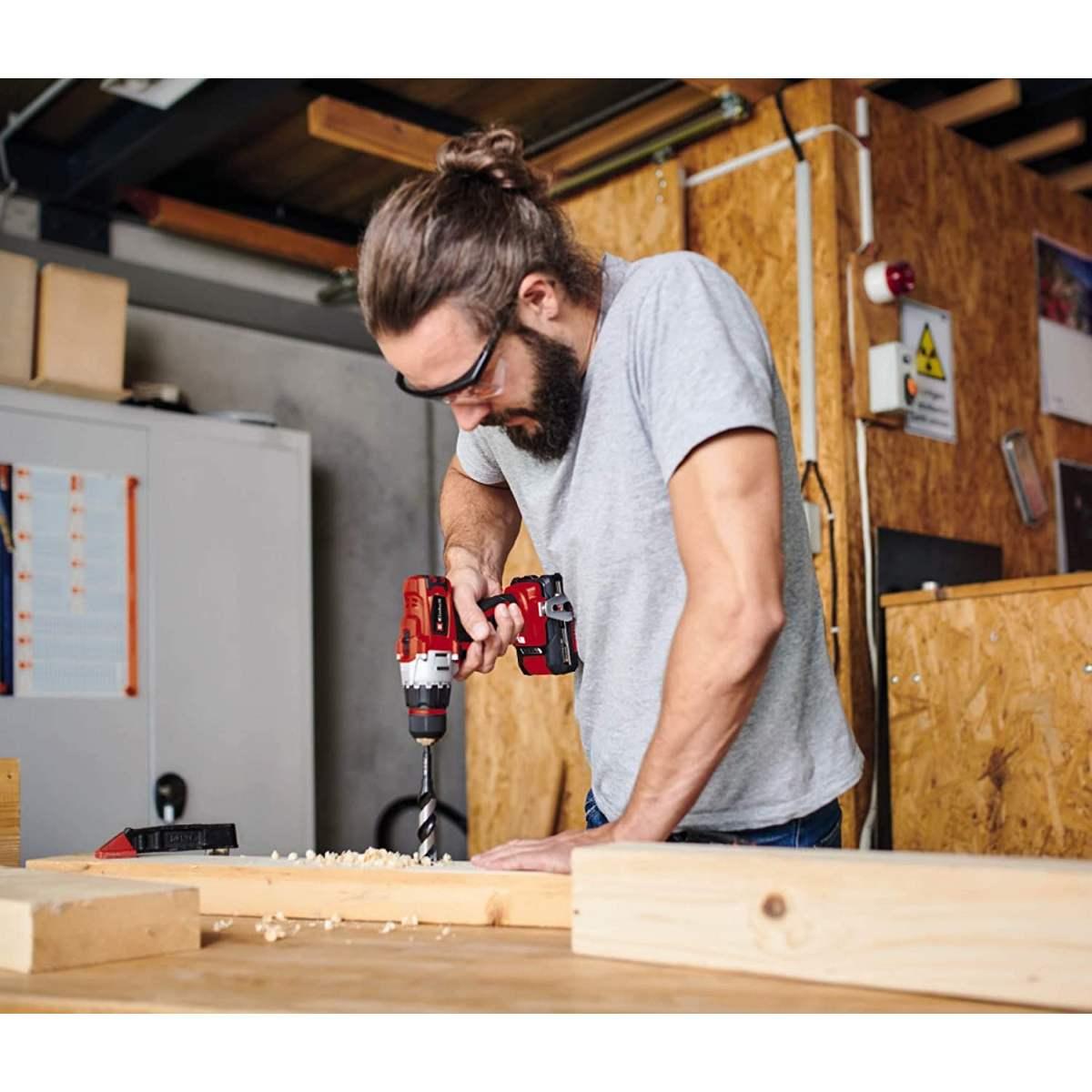 Einhell TE-CD 18/2 Li Kit (2x1,5 Ah) Trapano a Batteria, 12 W, 18 V, Nero, Grigio, Rosso, 3/8_pollice STANDARD