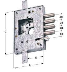 Serratura infilare doppia mappa securemme art. 250 sx-dx mm. 28