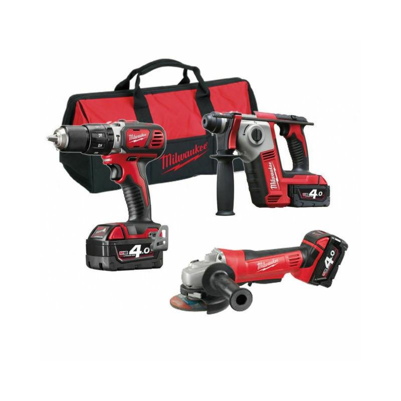 Kit m18bpp3a-402b trapano percussione m18bpd+tassellatore m18bh + hd18ag smerigliatrice 2 batterie 4 v 1 valigetta 1 borsa in cordura