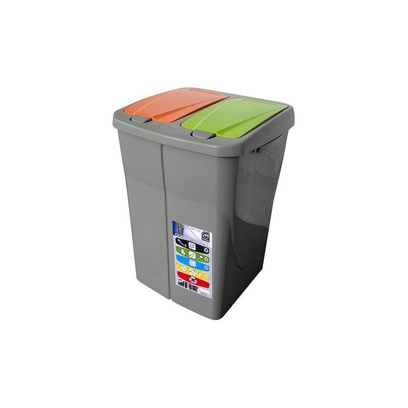 Pattumiera racc. diff. 'duobin' 46lt. color- c/2 comparti cm.37x36x51