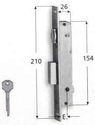 Serratura infilare per profilo a chiodo 1 mandate e rullo fiam art. 902k mm16
