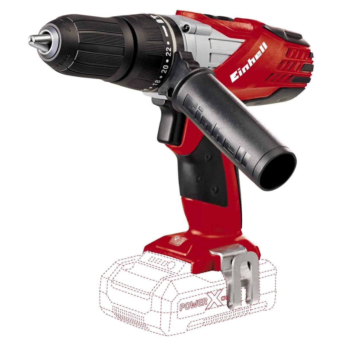 einhell 4513802 Trapano Avvitatore a Percussione a Batteria Te-CD, 18-2 Li-I-Solo, 18 V, Nero, Rosso, Set di 8 Pezzi Senza batteria