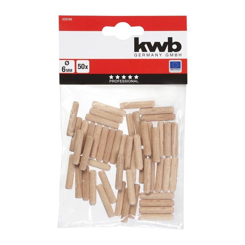 Spine in legno scanalate -  smussate 50 pz - Ø 6 x 30 mm