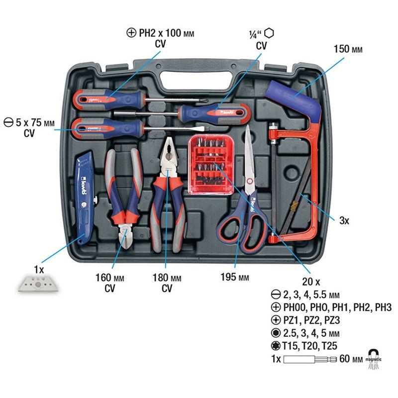 Valigetta utensili in plastica set 65 pezzi