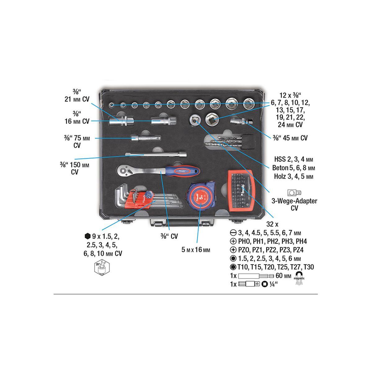 Valigetta utensili alluminio set 99 pezzi