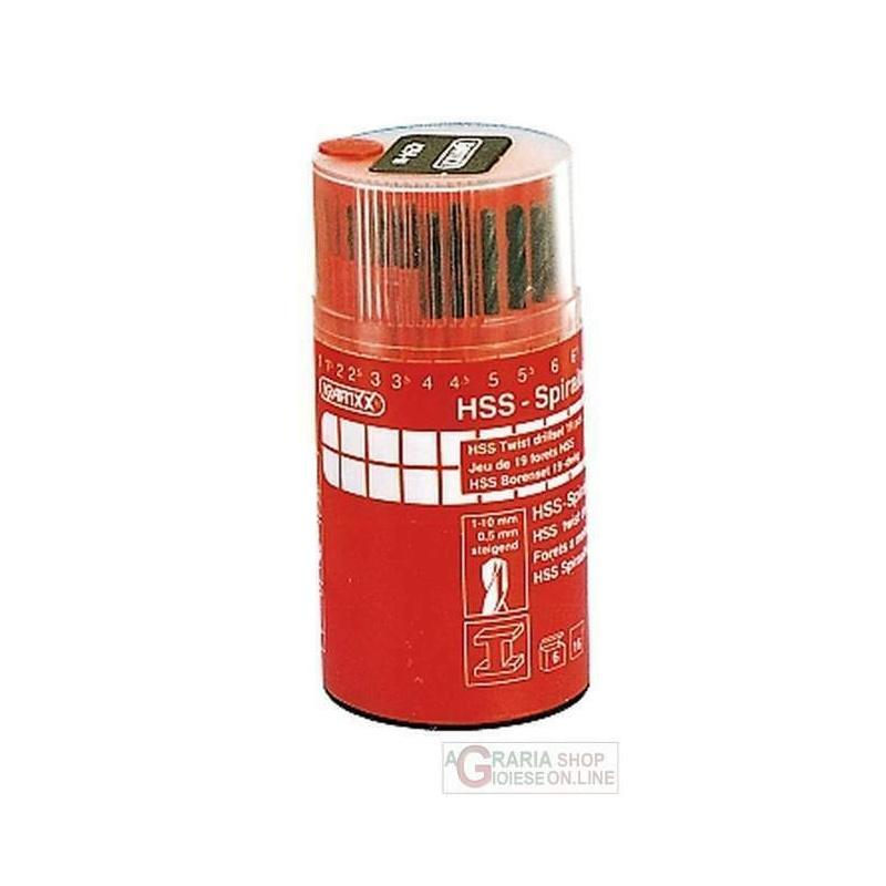 Set 19 punte elicoidali HSS