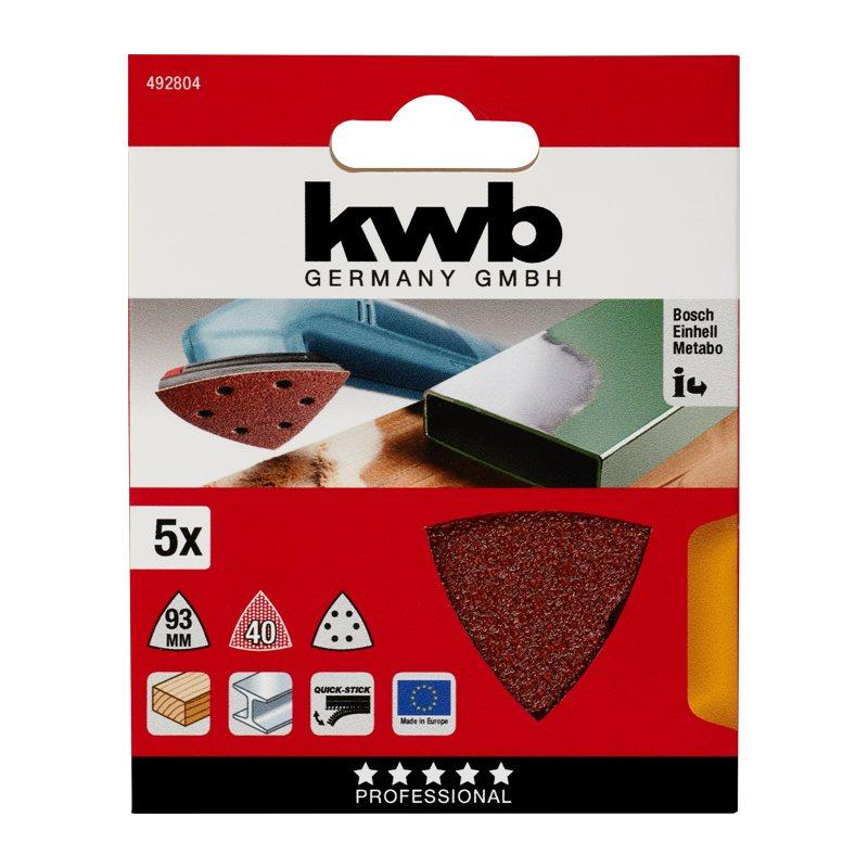 Set fogli abrasivi velcro a delta per legno e metallo 5 pezzi - 93 mm - assortiti - forati