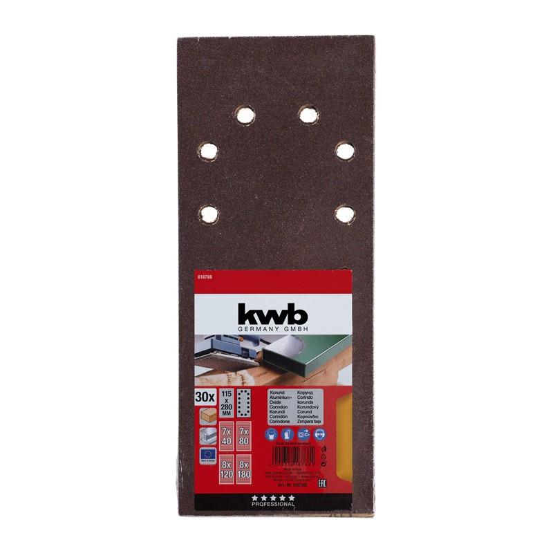 Set fogli abrasivi per legno e metallo 30 pezzi - 115 X 280 mm - assortiti