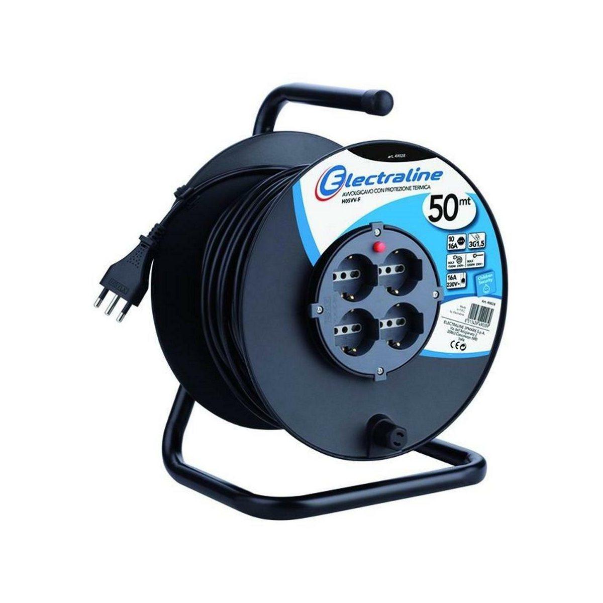 Avvolgicavo 50 mt. 4bp. schuko c.mmq3x1,5