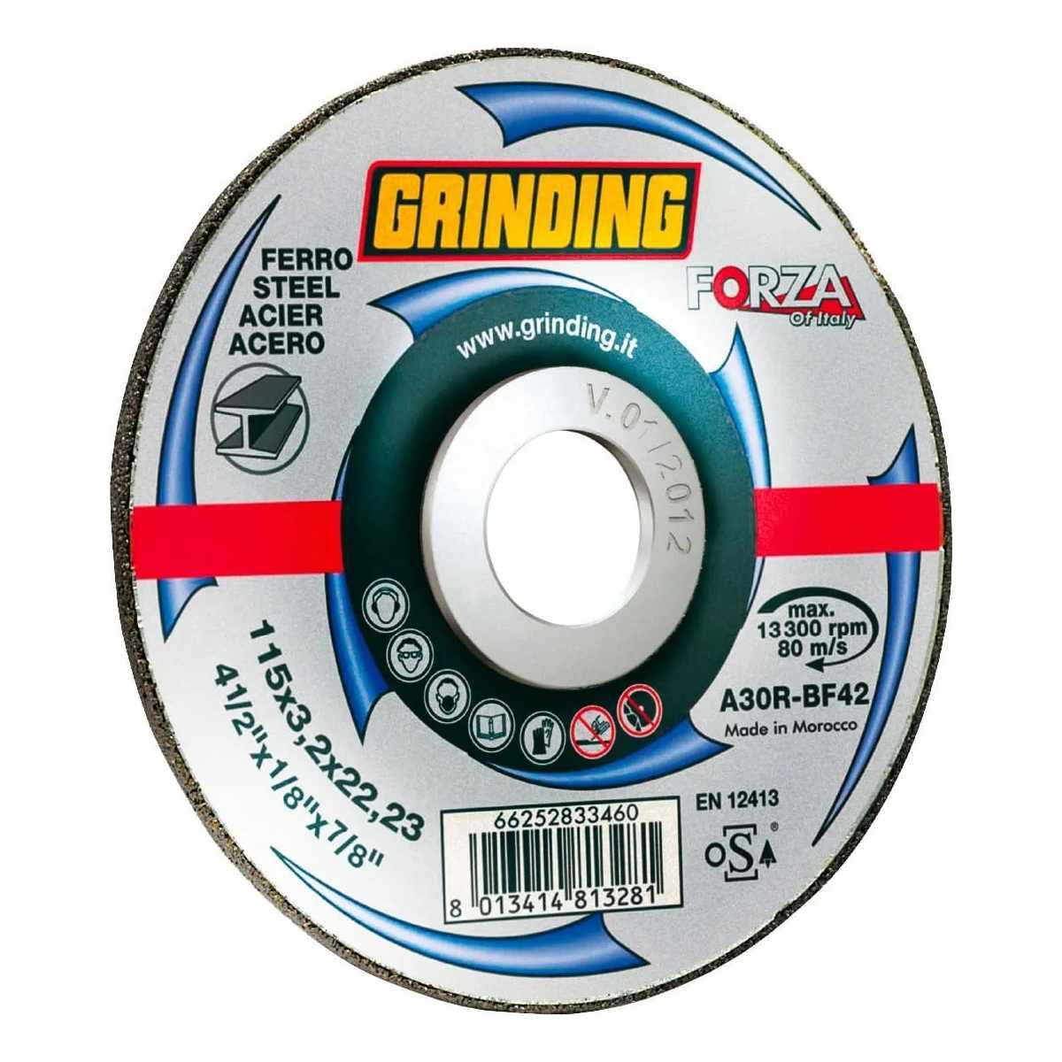 Grinding Disco taglio ferro centro depresso 115 x 3,2 x22,3 grinding forza  2003190000025 8013414813281