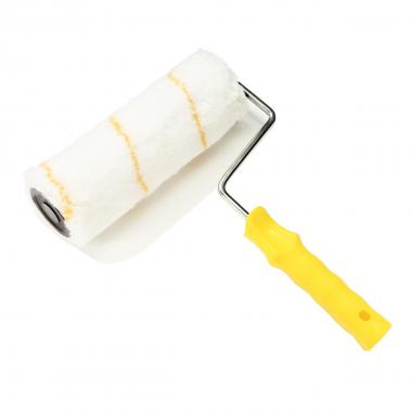 Rullo in tessuto nylon perlon rasato bianco riga gialla cm23