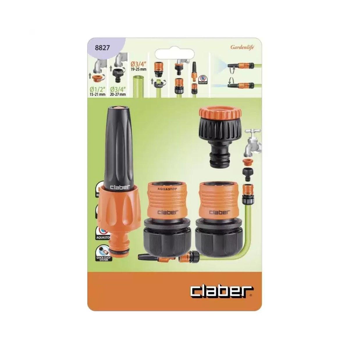 LANCIA CON GETTO REGOLABILE 2 FUNZIONI E RACCORDI STARTER KIT 3/4" BLISTER