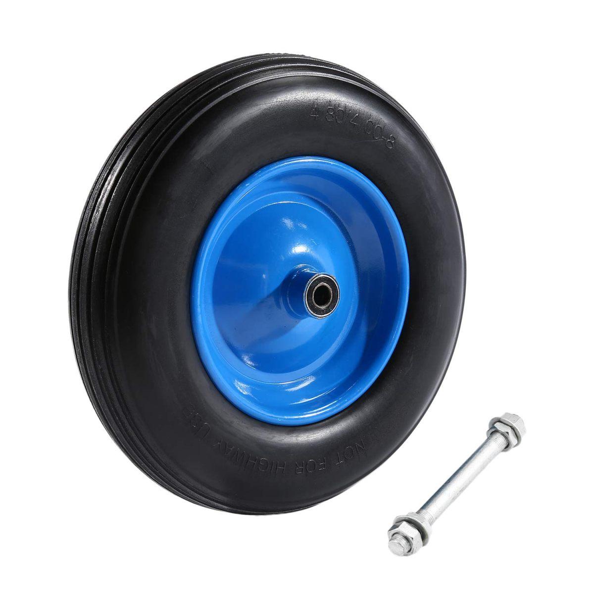 Ruota per carriola pneum. perno corto tacchettata c/cusc. int. mm 125