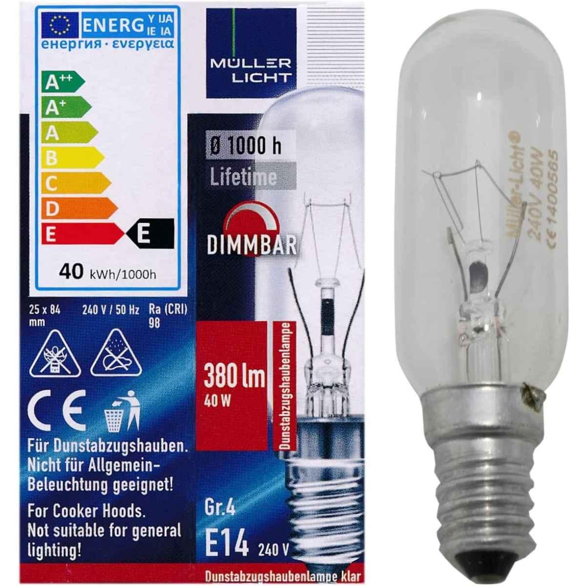 Lampadina tubolare 15we14 1000h luce calda per forno