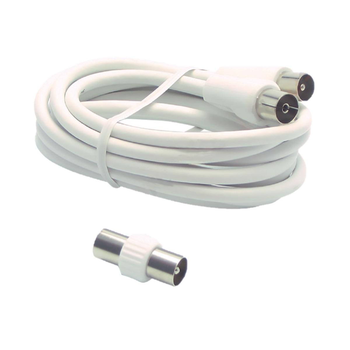 Prolunga per collegamenti tv mt.5 m/f 9,5mm +adattatore- bianca