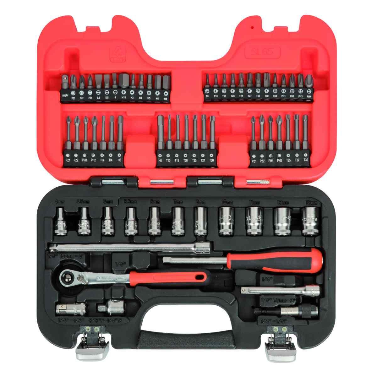 Bahco assortimento chiavi a bussola ¼ e inserti, 65 pezzi