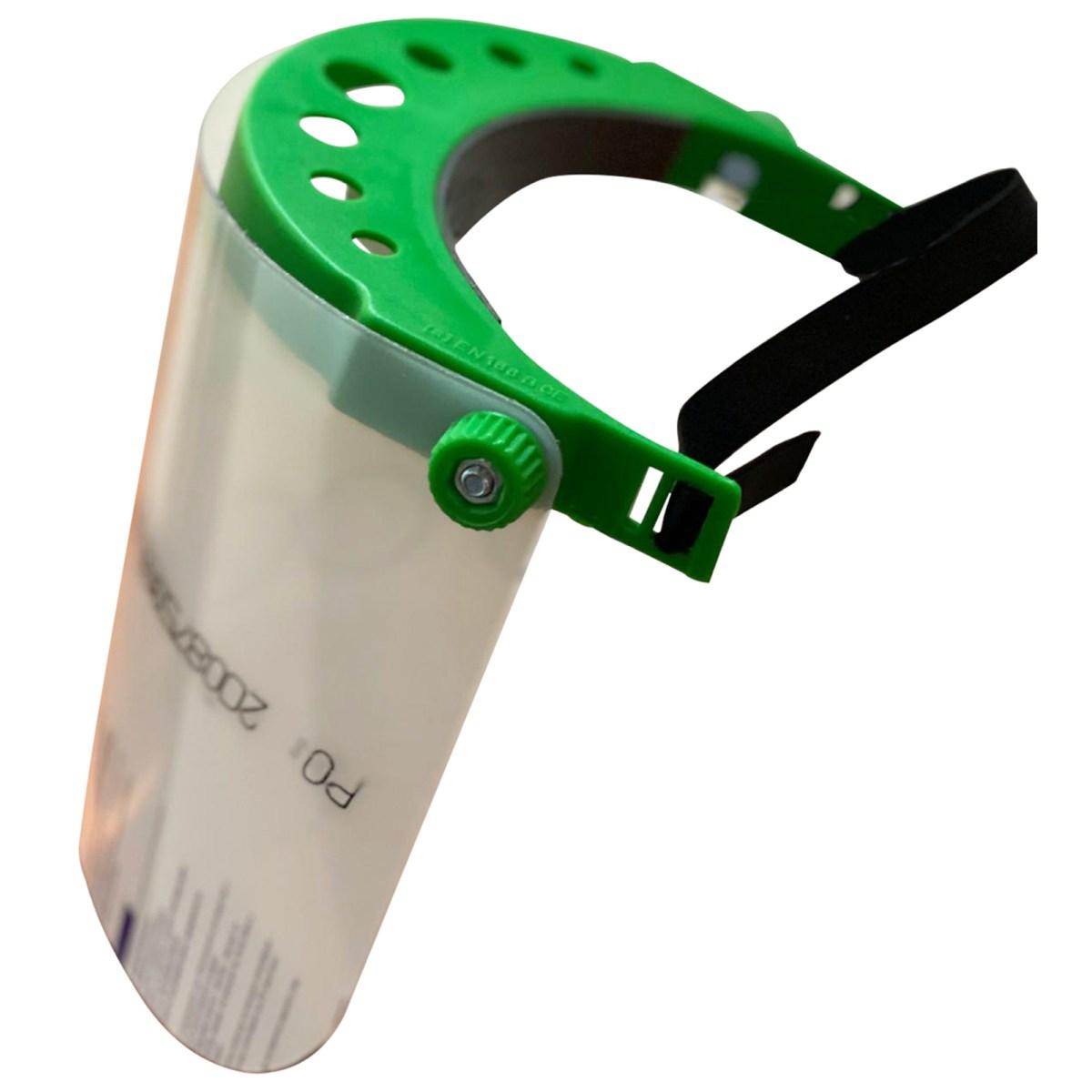 Visiera/schermo verde protettiva in policarb.