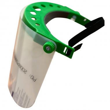 Visiera/schermo verde protettiva in policarb.