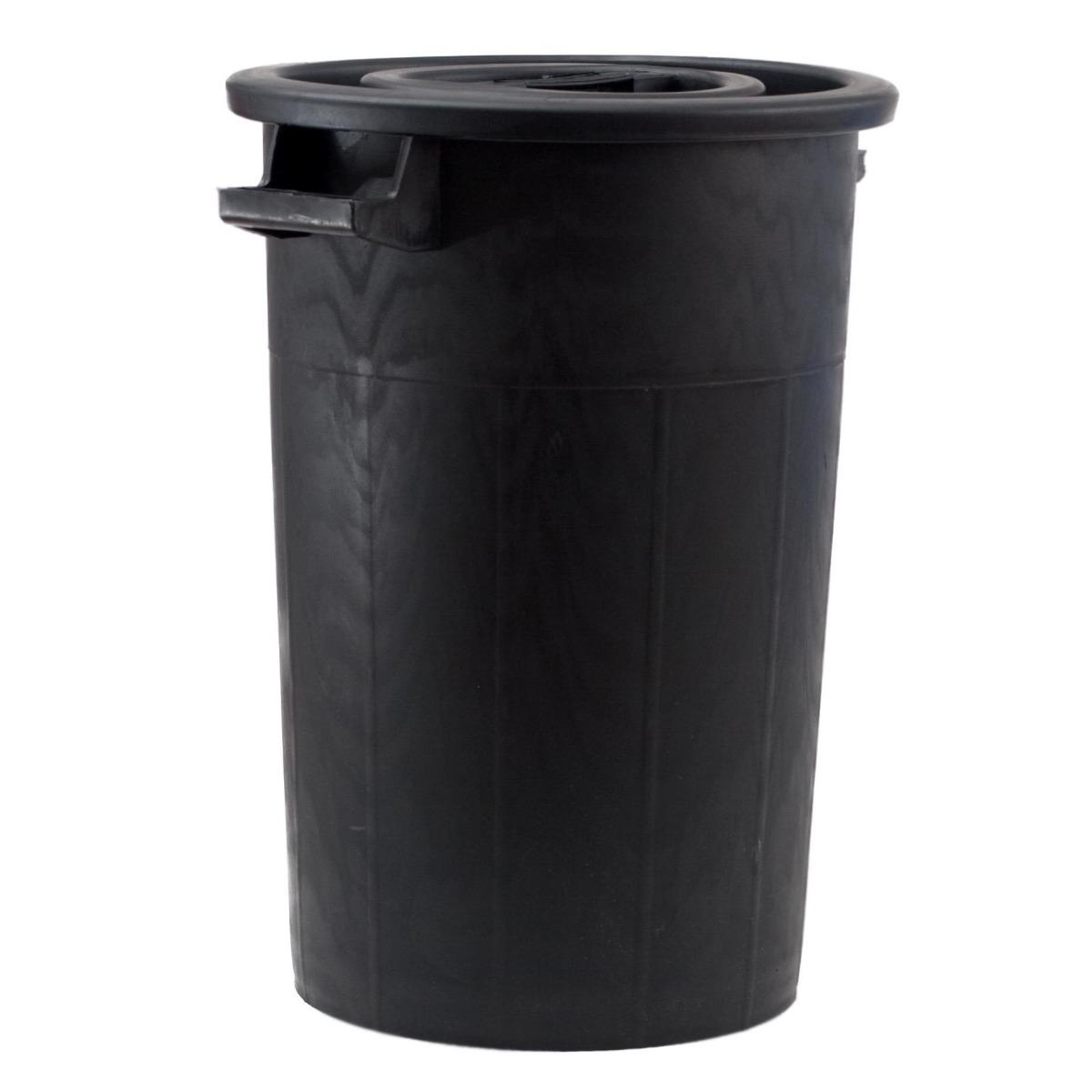 BIDONE NERO PATTUMIERA CON COPERCHIO lt . 75