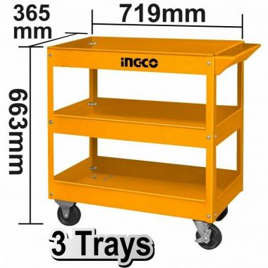 Carrello portattrezzi 3 piani vuoto mis.719mmx365mmx663mm  ingco