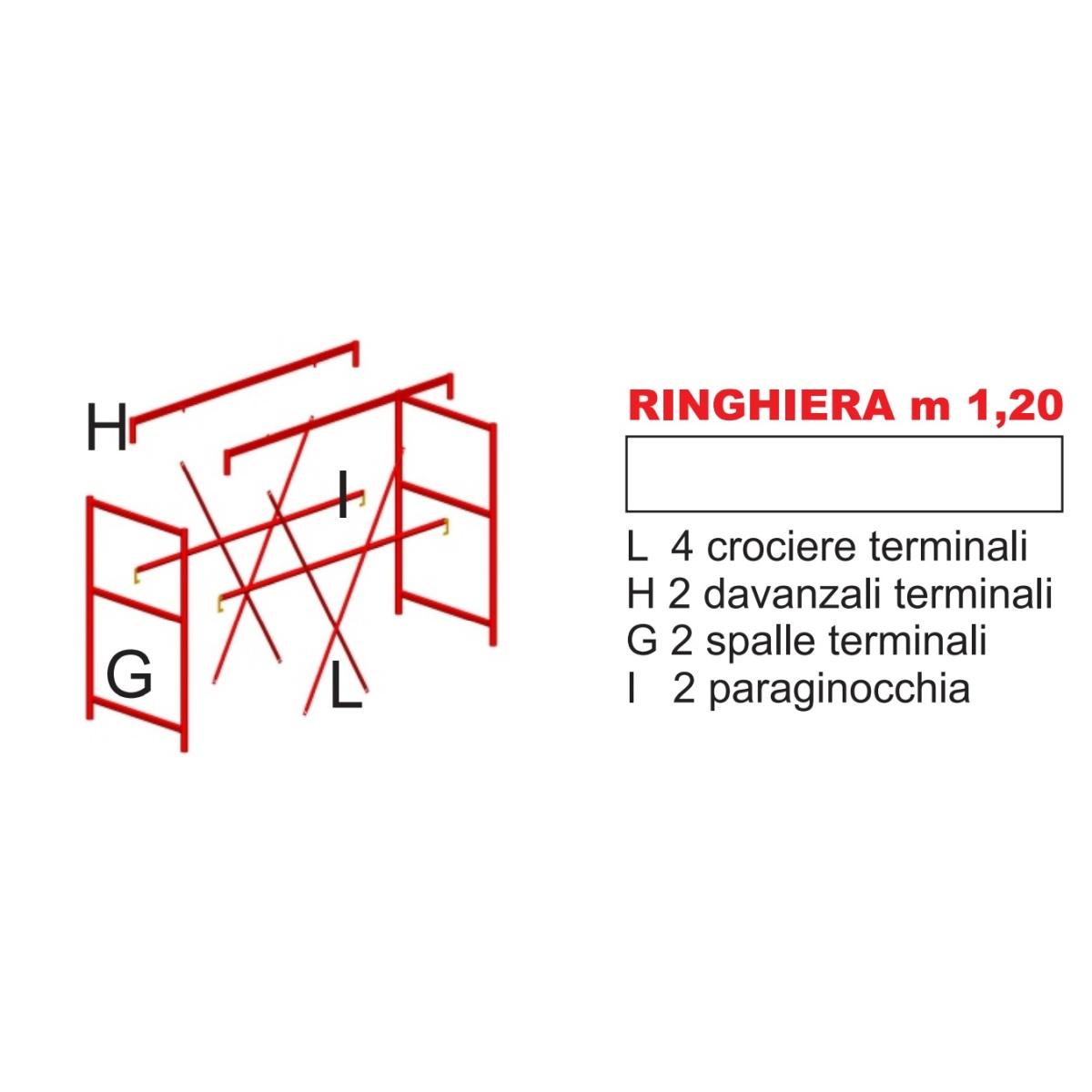 Accessorio ringhiera di protezione mt 1,20 per trabattello cervino
