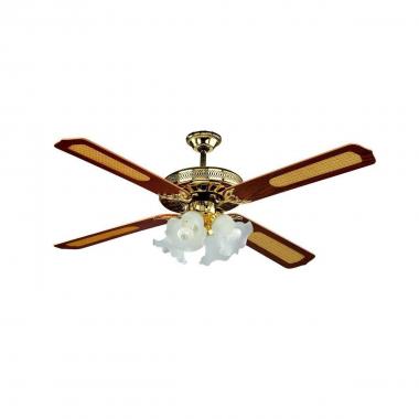 VENTILATORE SOFFITTO "OLD AMERICA" C/TELEC+4 LUCI