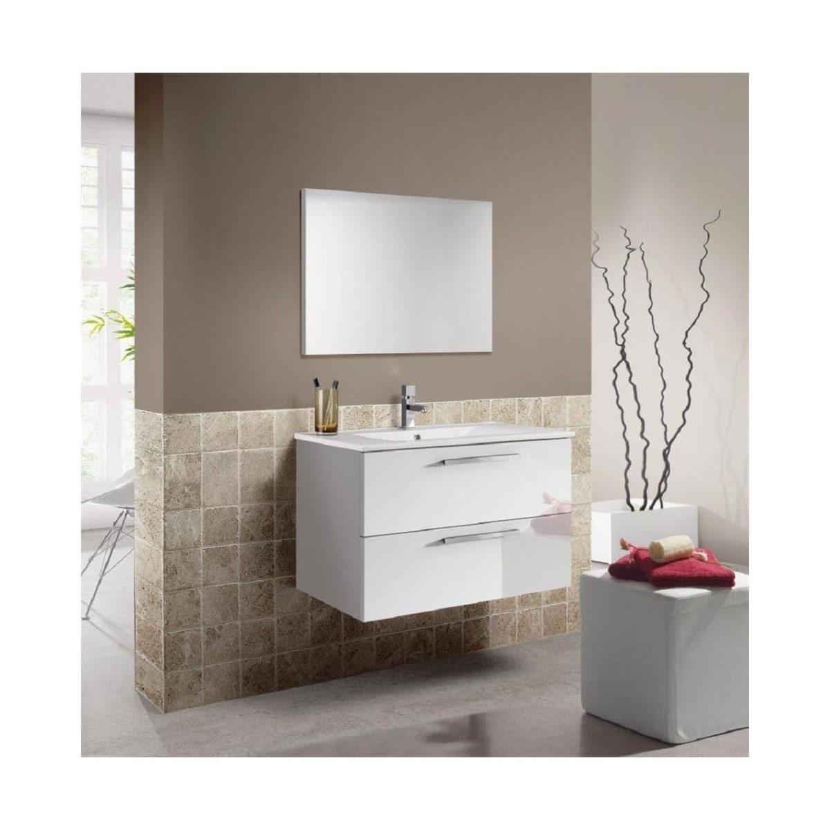 Kit mobile bagno con lavabo e specchio aruba 2a cm. 80x45x57h bianco
