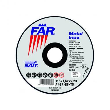 Disco mola da taglio per metalli inox sait far-tm - 115x1x22,23