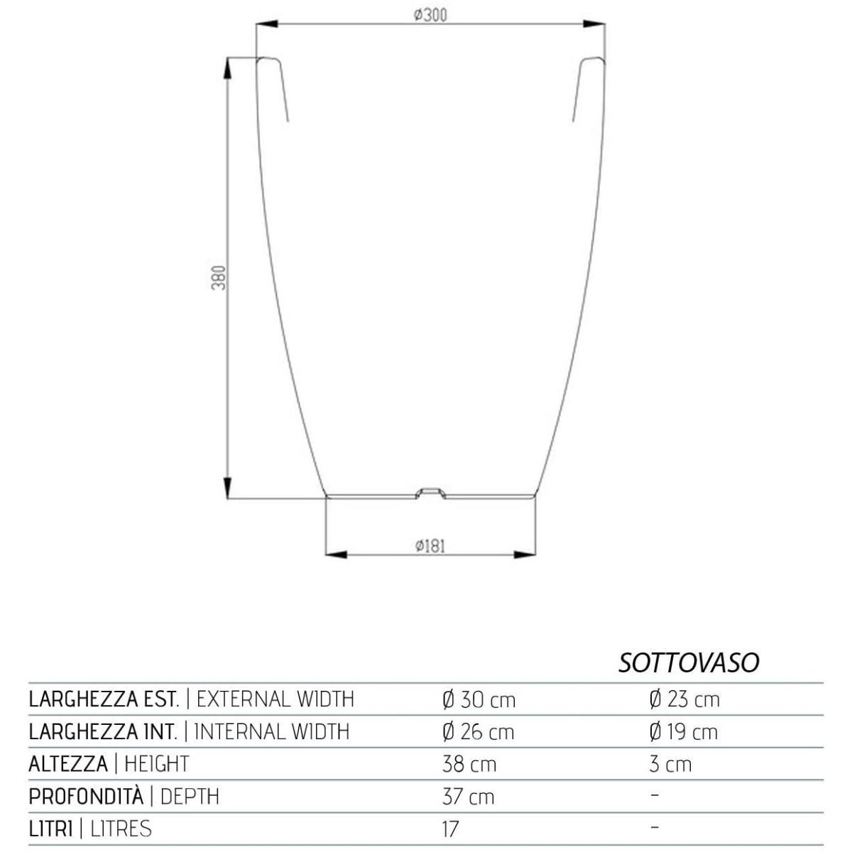 Tekcnoplast ADONE ROUND GRIGIO  -  Ø 30 cm. - H 38 cm. ø 30 cm. - h 38 cm. Grigio