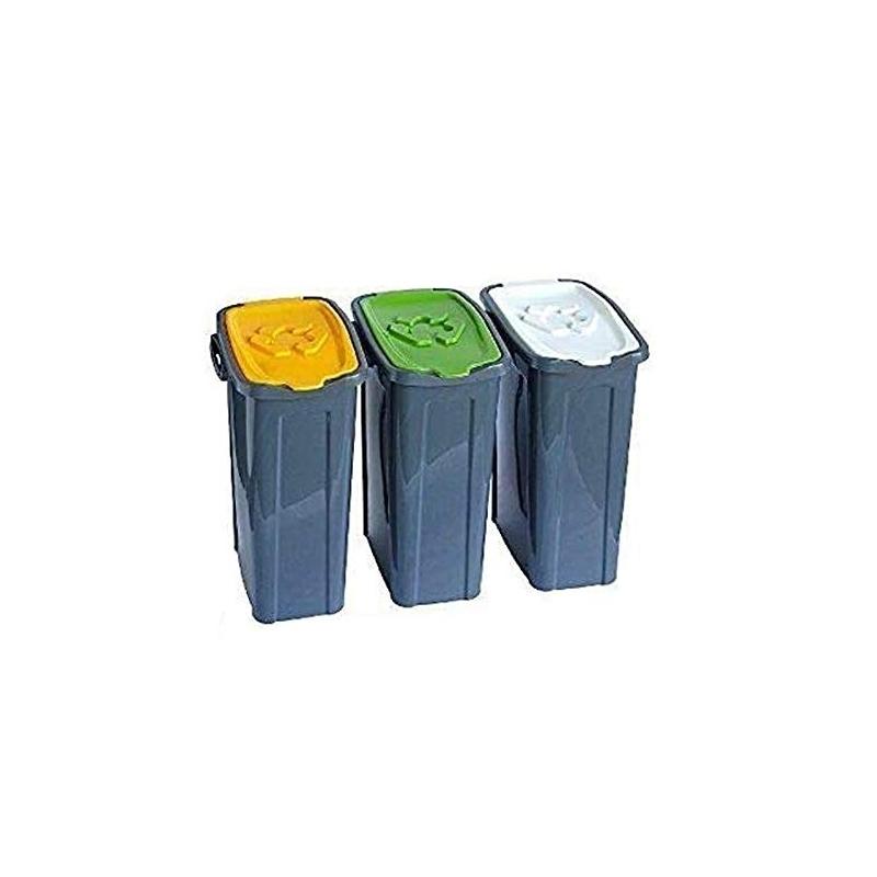 Tris pattumiere slim raccolta differenziata salvaspazio 25x35x53 35 lt