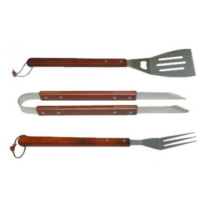 Set 3 pezzi accessori per barbecue pinza paletta forchetta