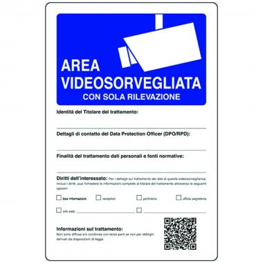 Cartello area videosorvegliata formato a4