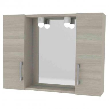 Specchio da bagno 2 ante rovere led
