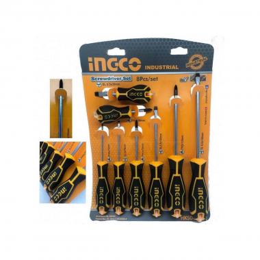 Set 8 cacciaviti croce/taglio ingco