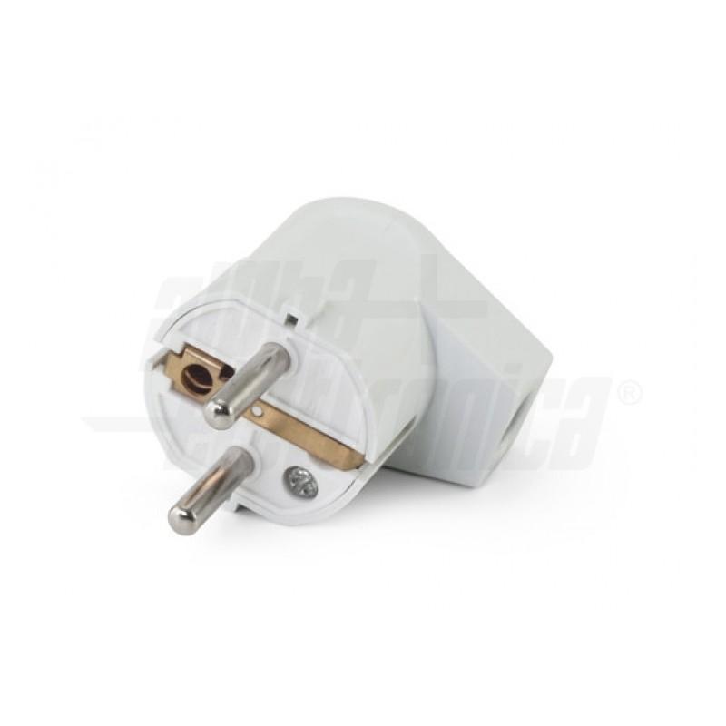 Spina volante schuko 16 a bianca 90°