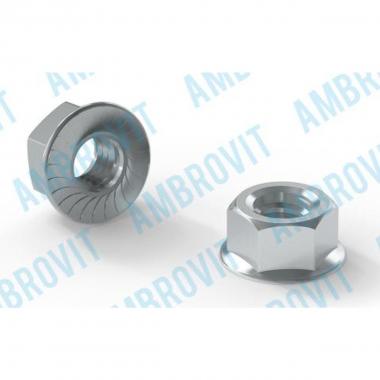 DIN 6923 DADO ESAGONALE CON FLANGIA DENTELLATA A PASSO GROSSO  SW 8 M 5 Cf 500 pz