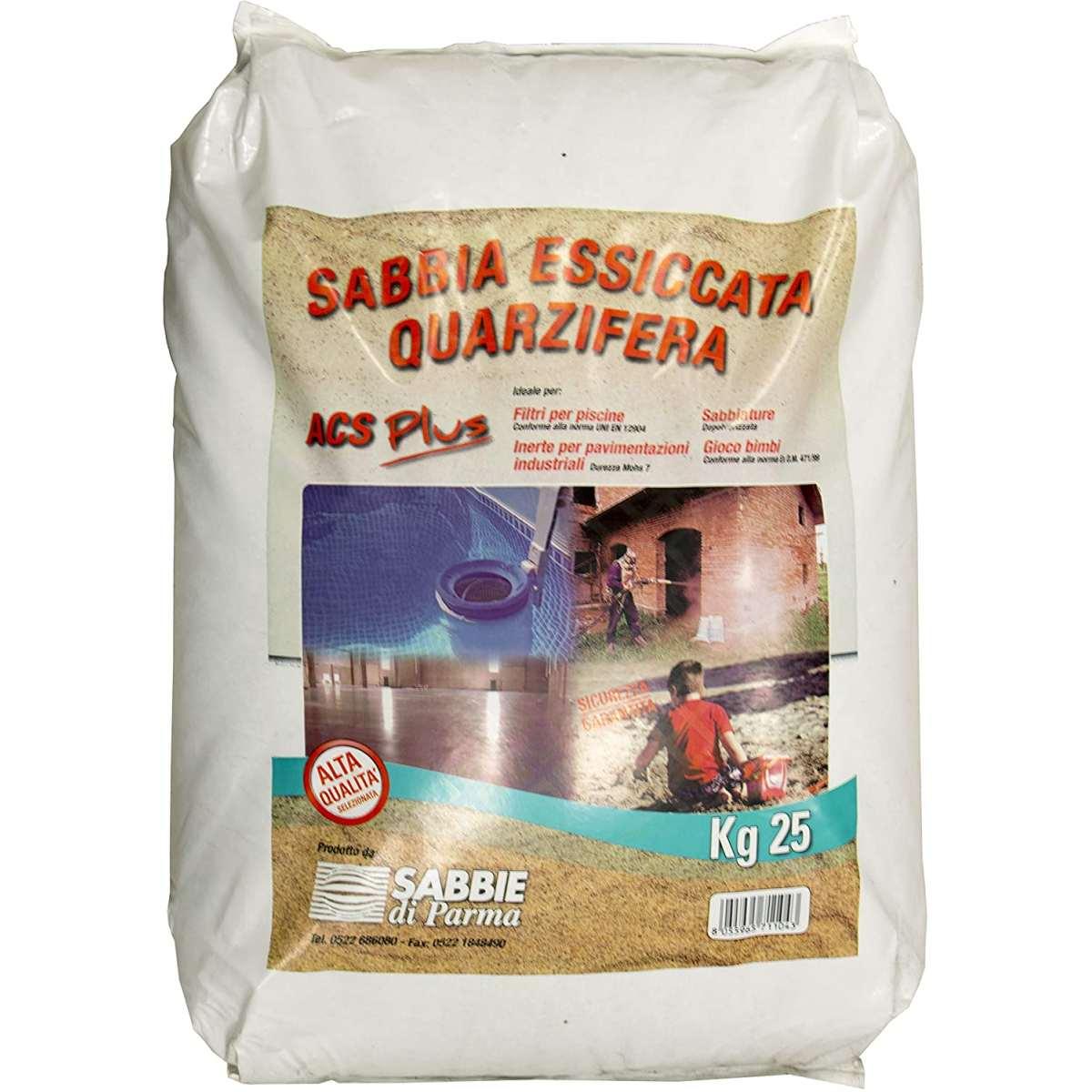 Sabbia di quarzo 0,4/0,7 25 kg calibrata per sabbiatrici- piscine