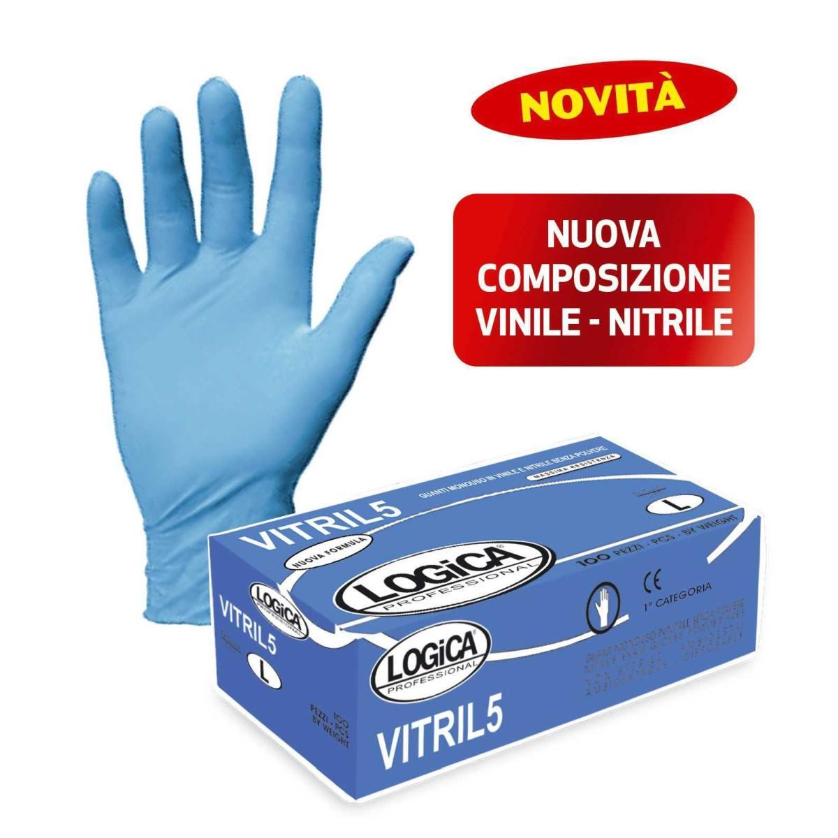 Guanto vinile/nitrile blu iii cat. cf. pz 100 vitril 5