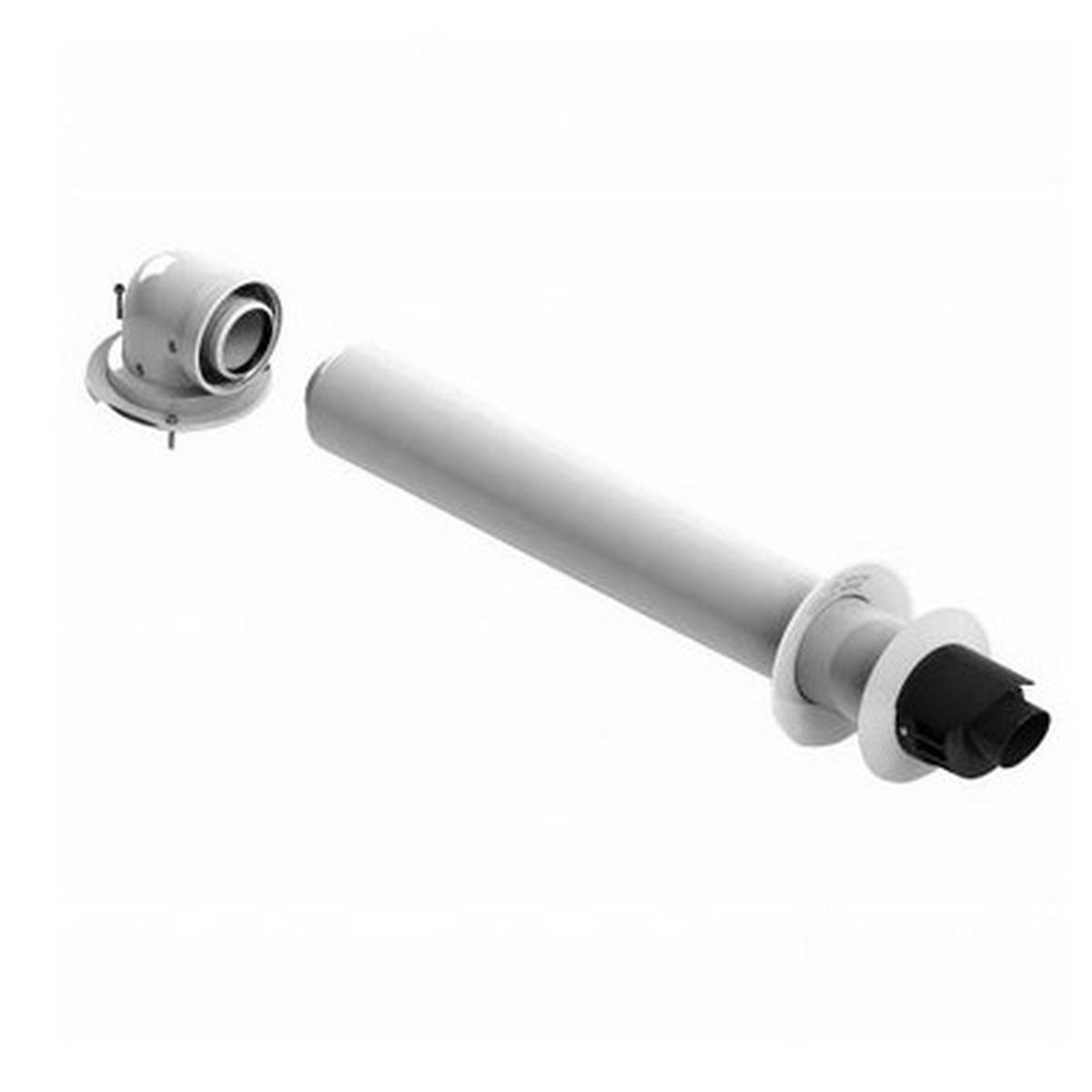 Kit fumi 60/100 per scaldabagno opalia f kit fumi orizzontale con terminale antivento e curva 90° - 60/100 mm.