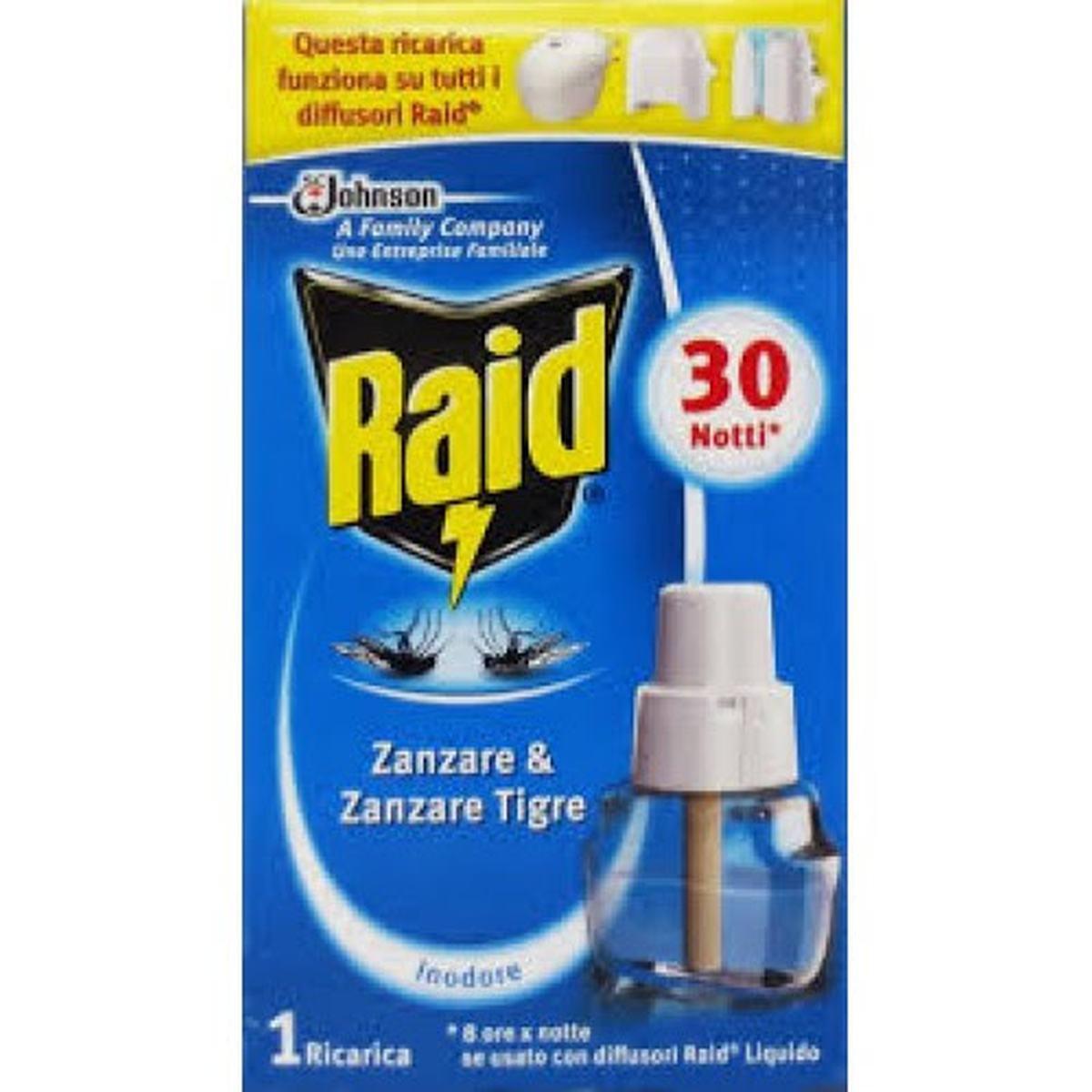 Raid 30 notti liquido per zanzare ricarica