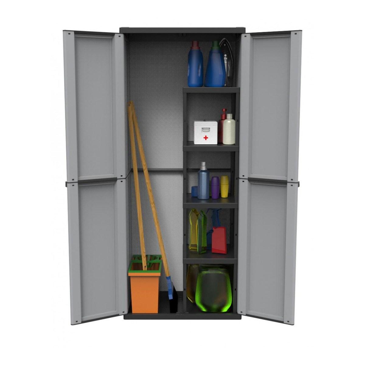 Armadio plastica porta scope grigio 68x39,5xh168