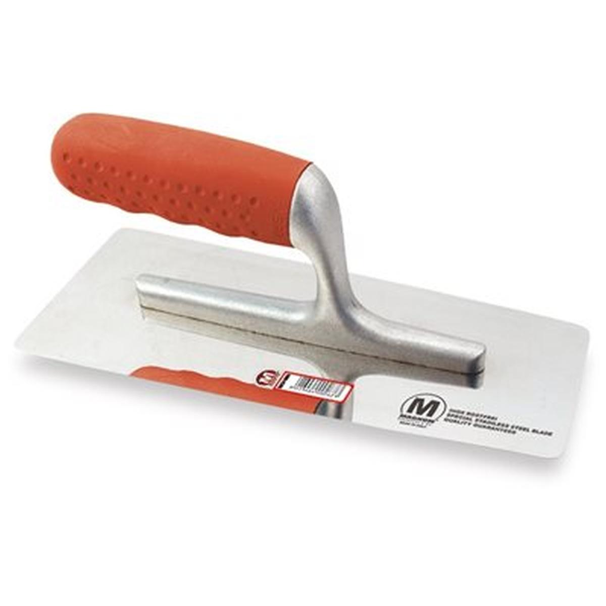 Frattazzo acciaio liscio inox 20x08 manico gomma colorificio sammarinese