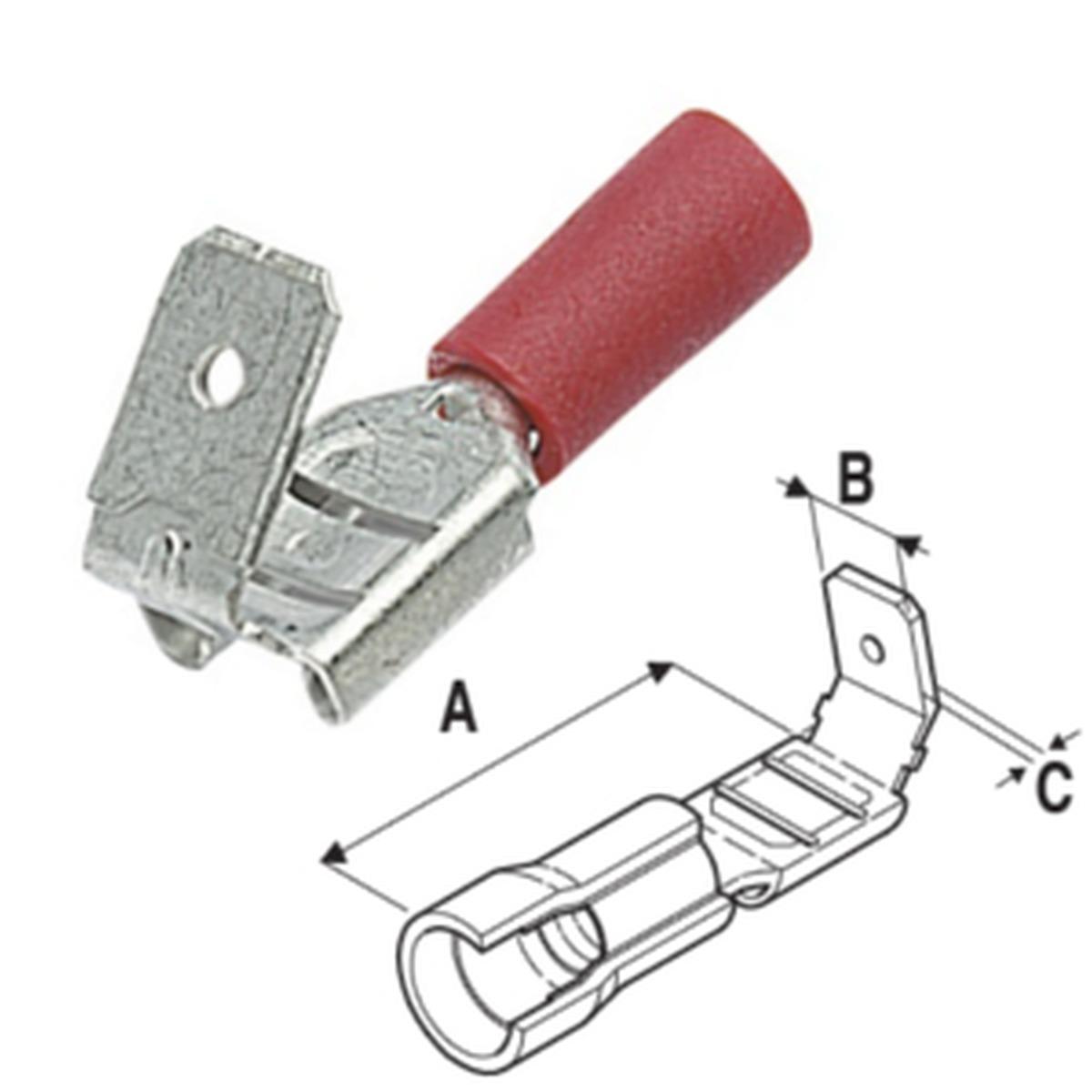 Capicorda maschio/femmina rosso.6.3x0.8mm m/f