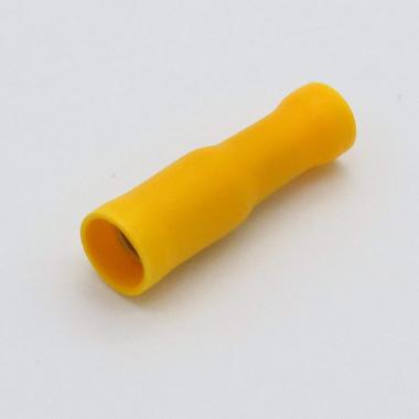 Capicorda innesto cilidrico femmina isol.  dim.4 cavo 2,5 giallo