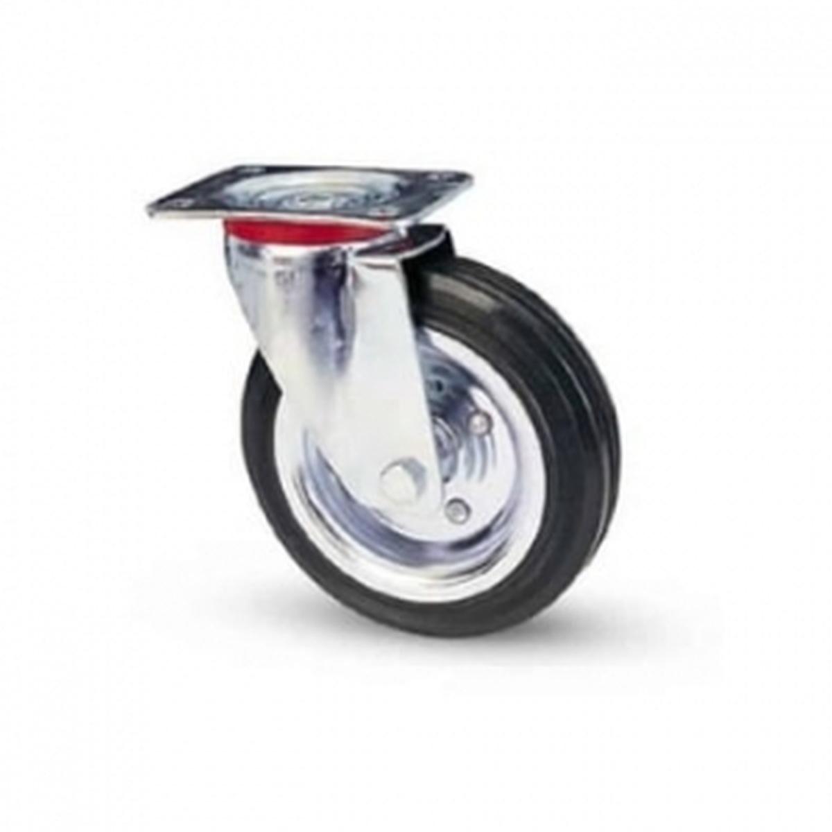 Ruota avo gomma nera mm.125 piastra girevole